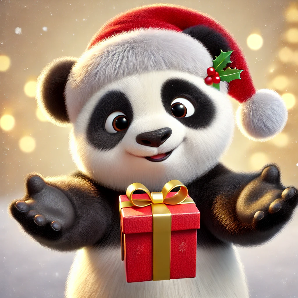 Panda with a gift